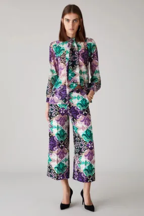 Camicia con sciarpina donna Fantasia
