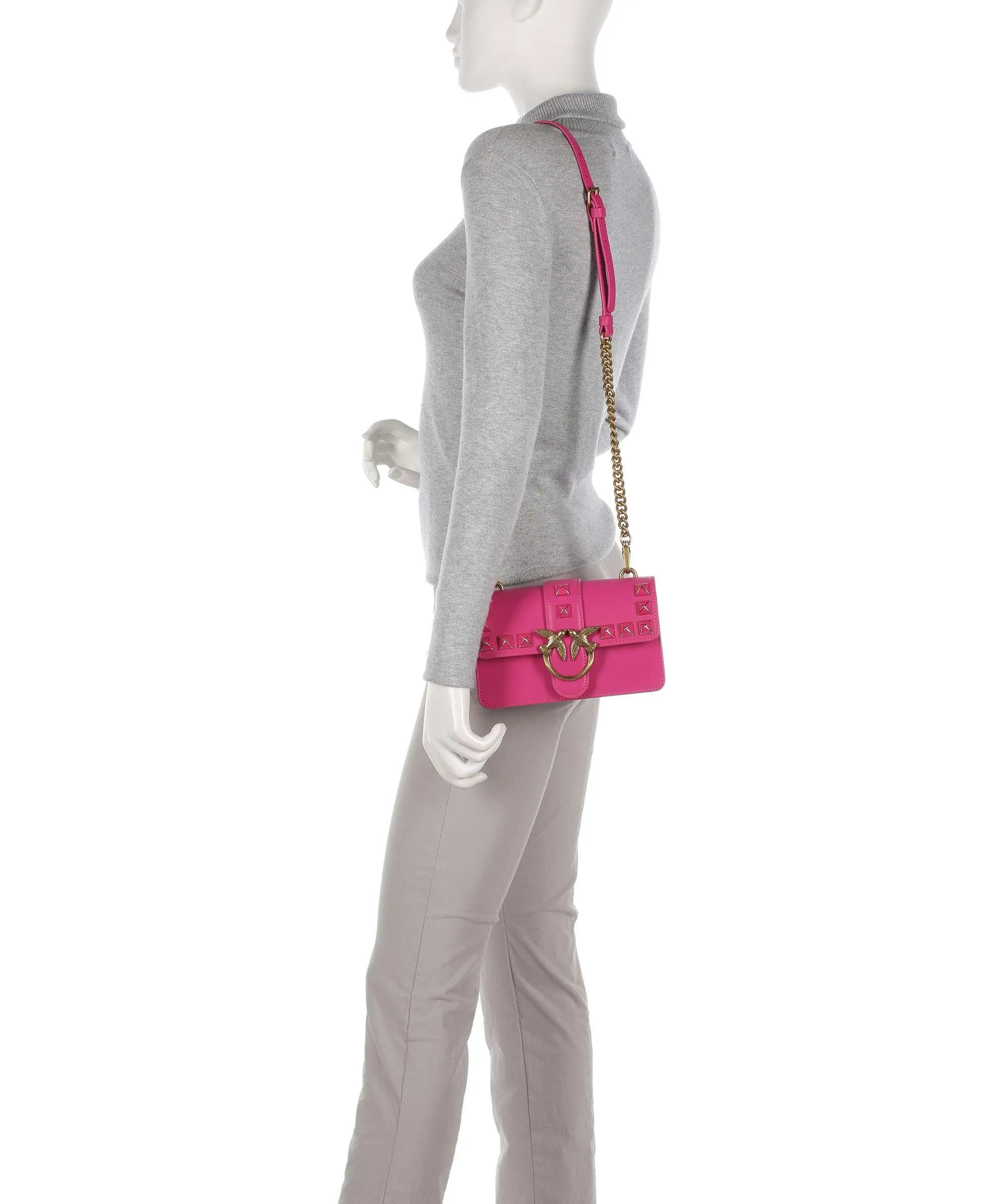  Pinko Love One Mini Borsa a tracolla pelle di vacchetta finemente grana pink  