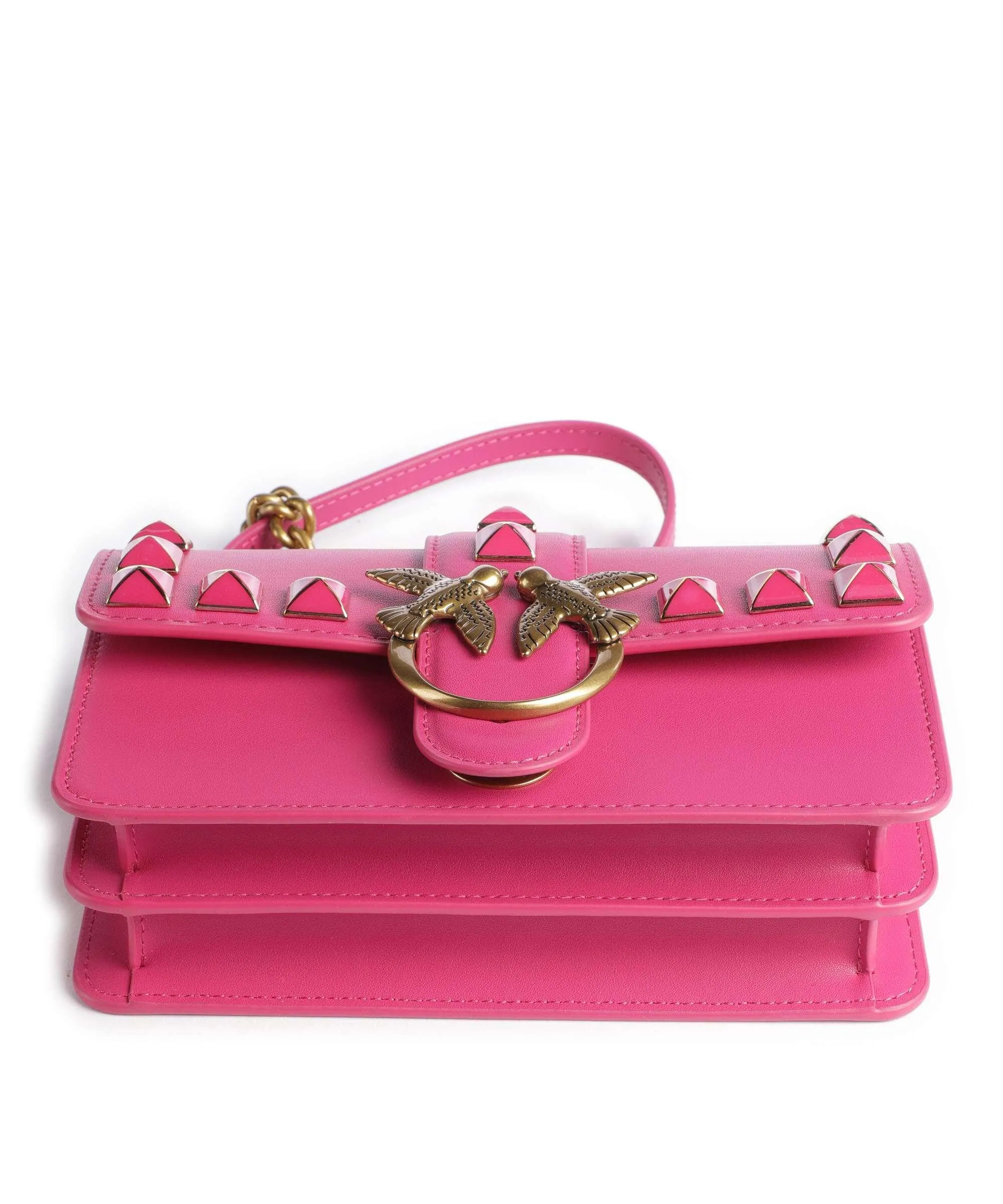  Pinko Love One Mini Borsa a tracolla pelle di vacchetta finemente grana pink  
